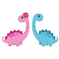 Naklejka premium set of cute dinosaurs, cartoon baby dino vector illustration 