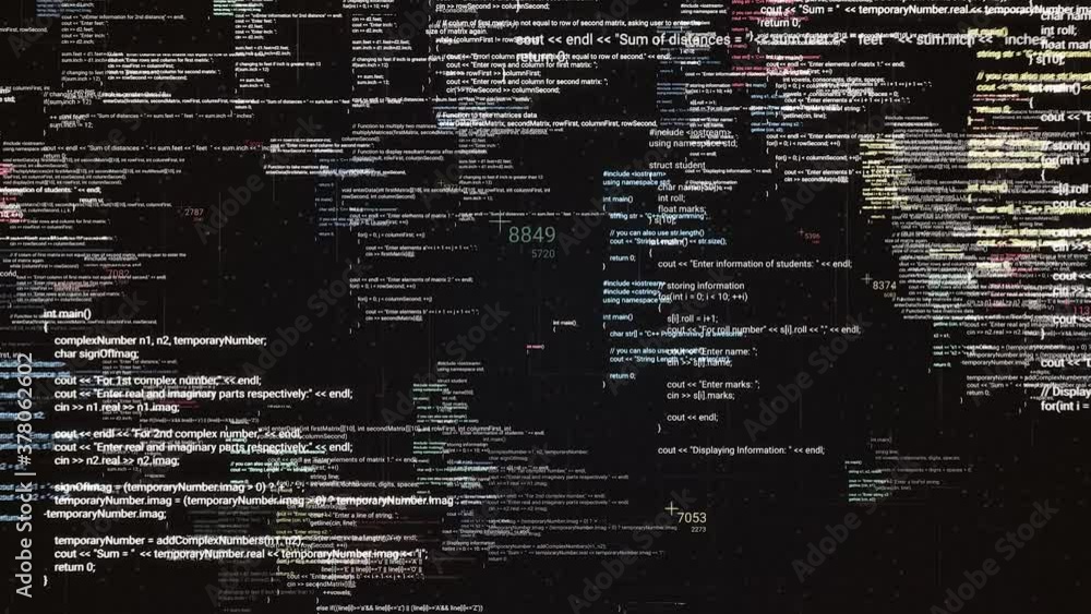 Aufkleber abstract digital data processing on black background, seamless loop. animation. digitally generated 