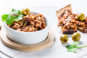 Tapenade - olive paste from France with ingredients