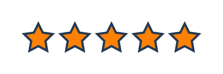 Five stars customer product rating review flat icon