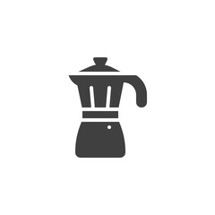 Moka pot vector icon. filled flat sign for mobile concept and web design. Coffee pot glyph icon. Symbol, logo illustration. Vector graphics