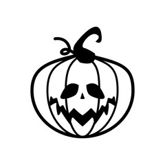 halloween pumpkin with face line style icon