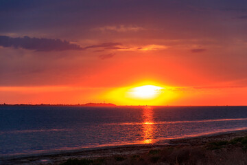 Beautiful sunset over the Black sea in Ukraine