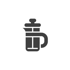 French press vector icon. filled flat sign for mobile concept and web design. Coffee pot glyph icon. Symbol, logo illustration. Vector graphics