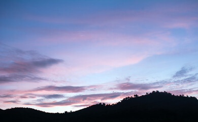 Beautiful purple sunset in the sky