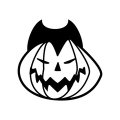 halloween pumpkin with dracula face line style icon