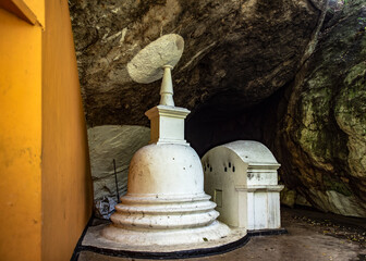 Ancient sacred Buddhist Stupa in Ella Temple in Ella town on the island of Sri Lanka