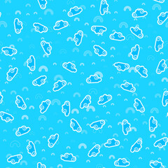 Cloud seamless pattern on white background. Paper print design. Abstract retro vector illustration. Trendy textile, fabric, wrapping. Modern space decoration.