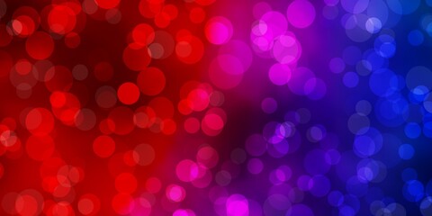 Light Blue, Red vector pattern with spheres. Abstract decorative design in gradient style with bubbles. Pattern for business ads.