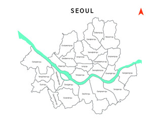 행정구역 경계선이 있는 서울지도