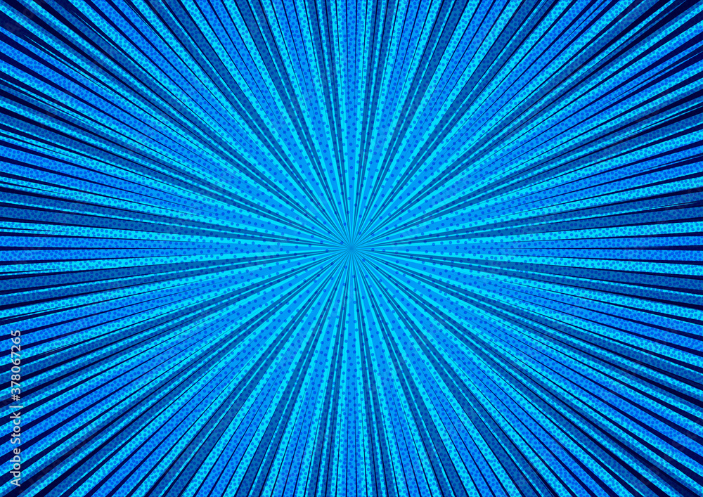 Poster abstract comic blue background for style pop art design. retro burst template backdrop. light rays e