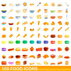 100 food icons set. Cartoon illustration of 100 food icons vector set isolated on white background