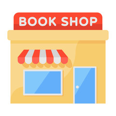 
Books shop vector, icon of public library 

