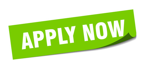 apply now sticker. square isolated label sign. peeler