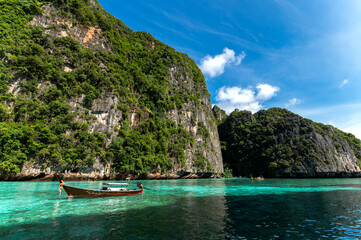 Beautiful clear water at Pileh bay at Phi Phi island Krabi Province, Thailand.