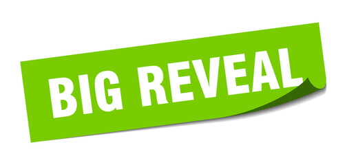 big reveal sticker. square isolated label sign. peeler