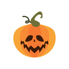 halloween pumpkin with face flat style icon