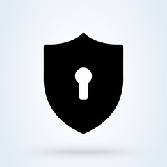 Security Shield sign icon or logo. Cyber security and network protection concept. Lock security vector illustration.