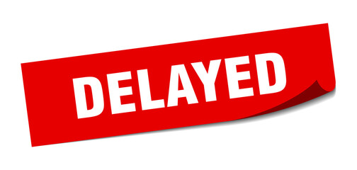 delayed sticker. square isolated label sign. peeler