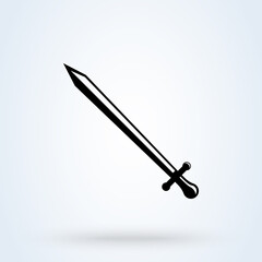 knight swords sign icon or logo. Long sword concept. sword simple shapes vector illustration.