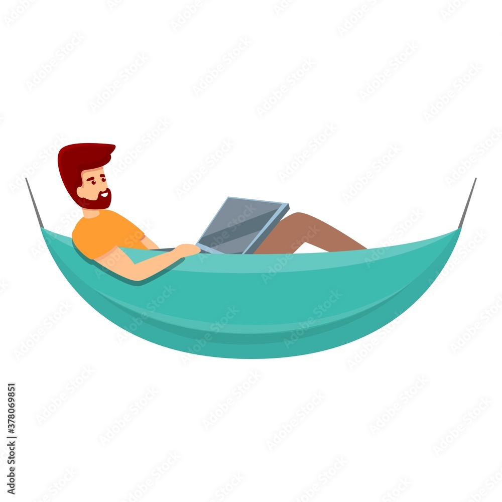 Poster hammock remote work icon. cartoon of hammock remote work vector icon for web design isolated on whit