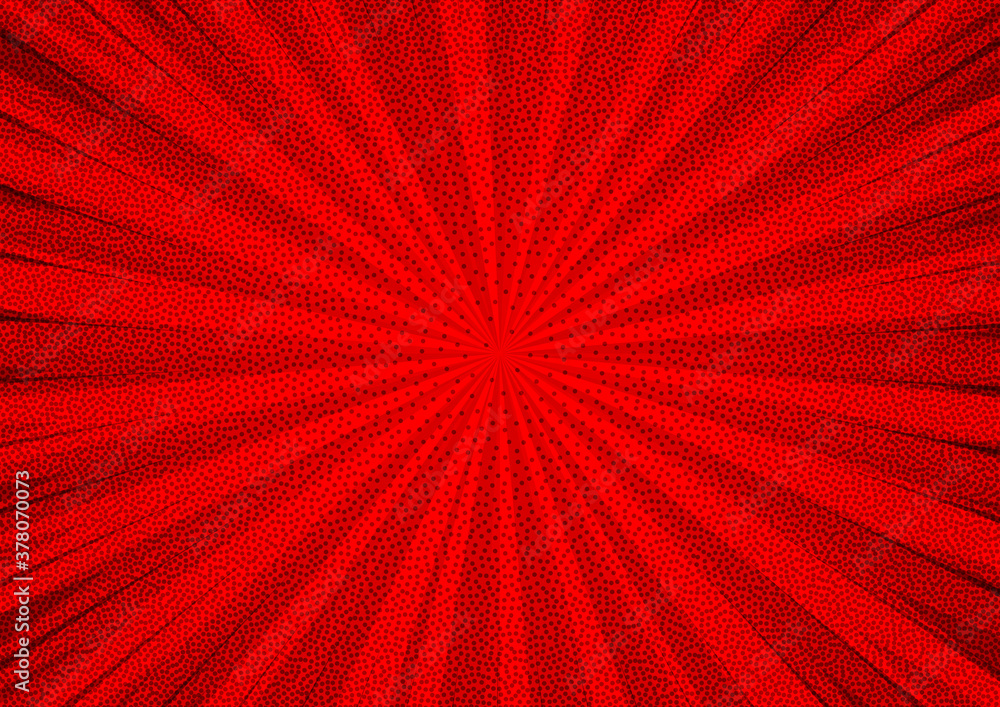 Poster abstract comic red background for style pop art design. retro burst template backdrop. light rays ef