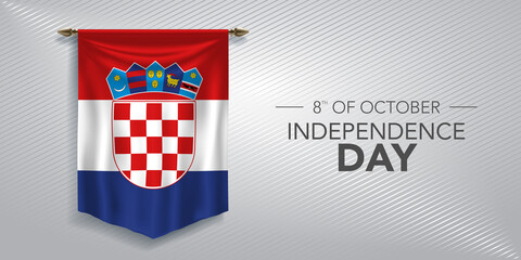 Croatia independence day greeting card, banner, vector illustration