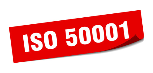 iso 50001 sticker. square isolated label sign. peeler