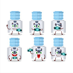 Photographer profession emoticon with water cooler cartoon character