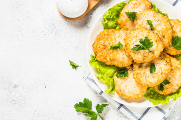 Chicken cutlet in the plate.