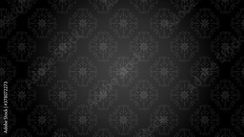 ダマスク模様 シームレス背景壁紙 ブラック Wall Mural Senryu ダマスク模様 シームレス背景壁紙 ブラック Wall Mural Senryu