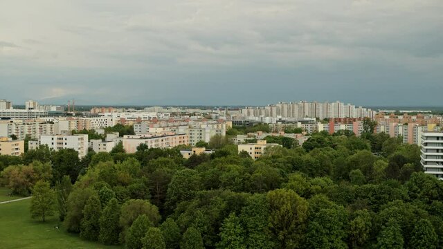 Scenic view Ostpark and cityscape, Munich, Bavaria, Germany