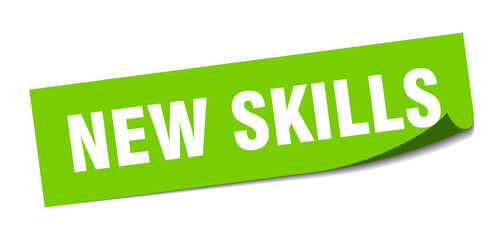 new skills sticker. square isolated label sign. peeler