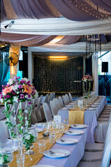 gorgeous wedding chair and table setting for fine dining at outdoors