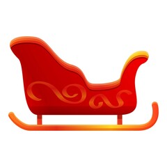 Red sleigh icon. Cartoon of red sleigh vector icon for web design isolated on white background