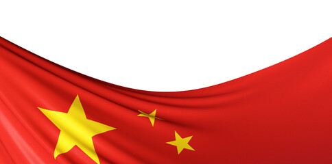 The flag of china illustration red stars yellow. 3d