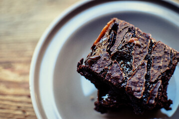 Top view shot of delicious brownies