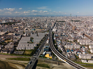 Fototapeta premium Aerial view of Sakai, Osaka.