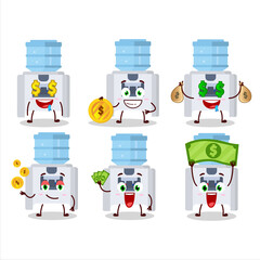 Cartoon character of water cooler with sleepy expression