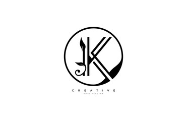 Circle K letter linear shape luxury flourishes ornament logotype