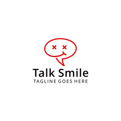 Creative modern smile face with bubble talk sign vector logo Decorative design 