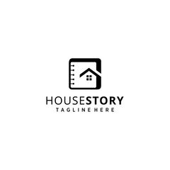 Modern book/notes story with house logo sign modern vector graphic abstract