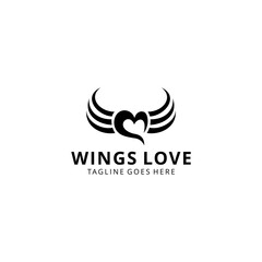 Illustration Creative Modern love flying with wings logo design template