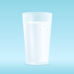One isolated glass of milk on a blue background