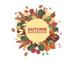 Autumn or Fall Season background Illustration ornaments with various Leaves Concept
