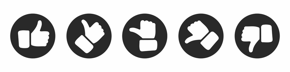 Business Valuation Thumbs - Black And White Vector Illustration Buttons - Isolated On White Background