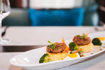 Thai spicy grill pork cake with sticky rice and eggs