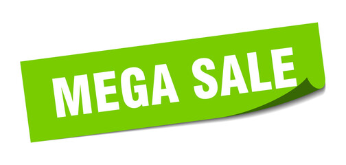 mega sale sticker. square isolated label sign. peeler