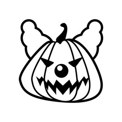 halloween pumpkin with evil clown line style icon