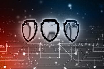 3d illustration Security concept - shield 